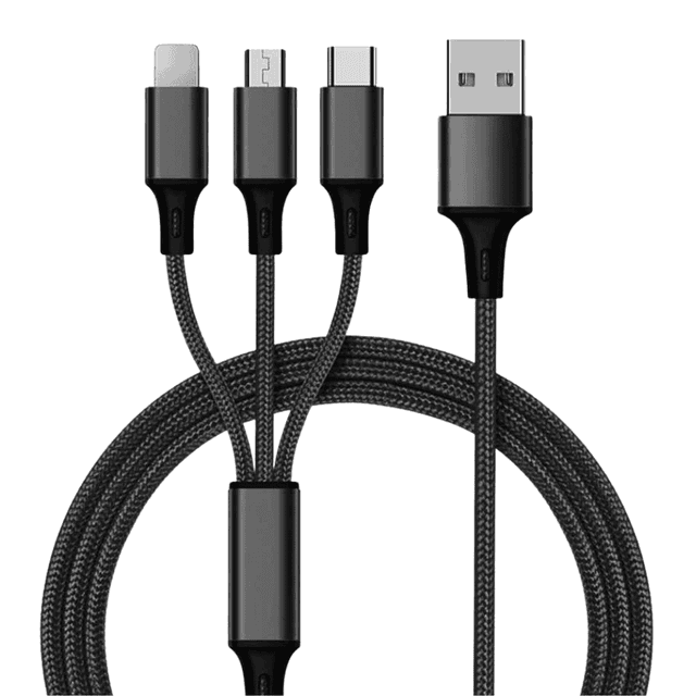 Cable 3 en 1 USB-C/V8/Lightning Luo LU-1118