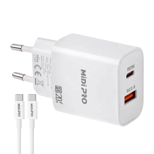 Cargador USB-C 20W Midi Pro MDP-20W