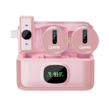 Micrófono Inalámbrico Dual Multidispositivo Quanta QTMDM30 Rosado 
