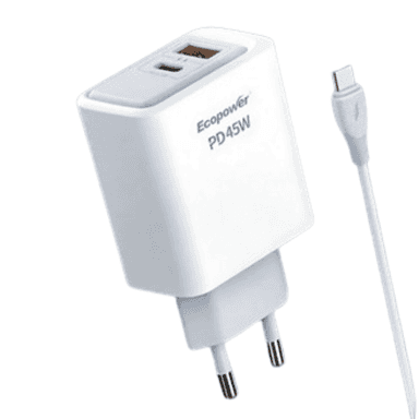 Cargador Ecopower 45W 2 Puertos USB-A / USB-C EP-7074