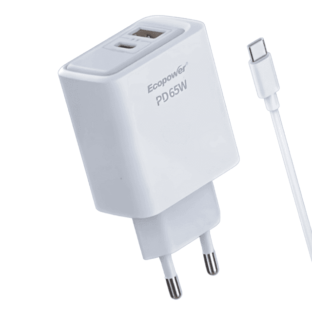  Cargador Ecopower65W 2 puertos USB - A / USB – C EP-7046