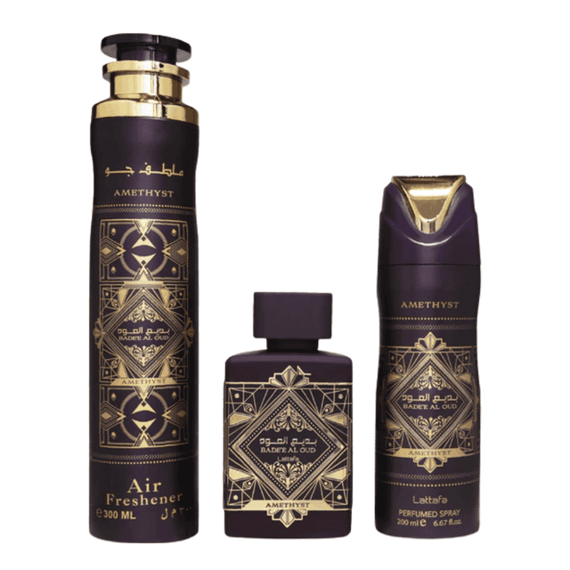 Set Lattafa Badee Al Oud Amethyst – 3 Unidades