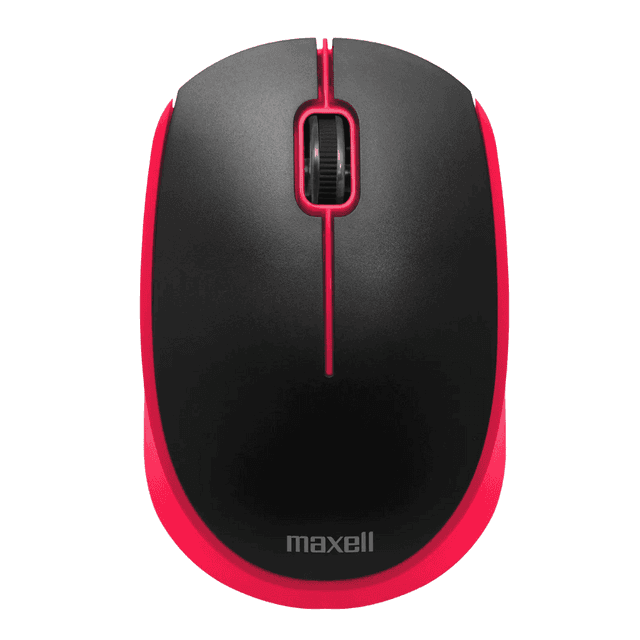 Mouse Maxell Óptico MOWL-100, Inalámbrico, USB, 1200DPI, Negro/Rojo