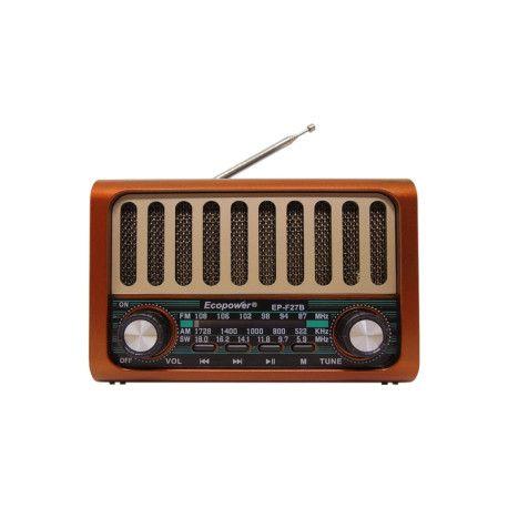 RADIO RECARGABLE CON BLUETOOTH ECOPOWER EP-F27 USB/SD/BLT